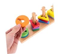 CONGARTENO Wooden Geometric Shape Matching Blocks Educational Puzzle Set Beech Wood Cognitive Building Blocks for Early Development Hand-eye Coordination and Fine Motor Skills Enhancement