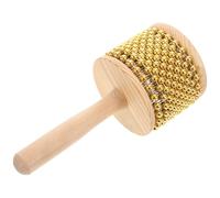 CONGARTENO Wooden Handle Cabasa Hand Percussion Instrument for African Jazz and Latin Music Portable Shaker Musical Toy for Boys and Girls and Adults Metal Beads for Cognitive Play
