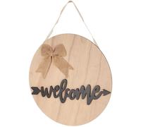 CONGARTENO Wooden Welcome Door Sign Round Plaque with Lettering and Bow Stylish Wood Door Hanging Decoration for Home Store Bar Entrance Unique and Party Ornament