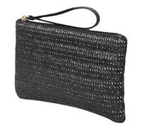 CONGARTENO Woven Style Large Capacity Ladies Coin Purse Black Polyester Palm Size Change Purse with Car Key Organizer for Women Everyday Storage Bag