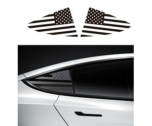 CONGCONG American Flag Decal Fits Tesla Model 3 Rear Side Quarter Window Decal (2 Pieces) (A)