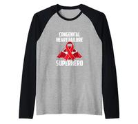 Congenital Heart Failure Superhero Survivor Warrior Fighter Raglan Baseball Tee