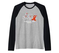 Congestive Heart Failure Awareness Heartbeat Ribbon Raglan Baseball Tee