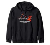 Congestive Heart Failure Awareness HeartBeat Ribbon Zip Hoodie