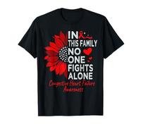 congestive Heart Failure (HF) Awareness Sunflower red Ribbon T-Shirt