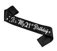 Conggluuo 21st Birthday Sash, Birthday Sash for Girls Black "Its My 21st Birthday Sash" with Silver Foil Letter Birthday Sash for Women Birthday Gifts Party Decorations Favors black Silver
