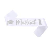 Conggluuo Master Sash, Mastered It White Master Graduation Sash with Silver Glitter Letters Master of Celemonies Sash Master Degree Sash for Graduation Party Supplies White Silver