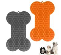 CONGGUAN 2 Pack Licking Mat for Dogs Bone-shaped Dog Slow Feeder Lick Pad for Dog Anxious Relief Lick Pad for Peanut Butter Food Treats Yogurt Keloc