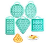 CONGGUAN 5 Pieces Silicone Waffle Molds Set Non Stick Heart Circle Square Rectangle Oval Pancake Maker Kit Reusable Baking Molds for Waffles Muffins Cakes (Green)