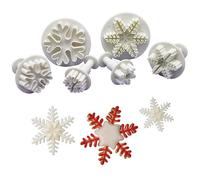 CONGGUAN 6-Piece Plastic Snowflake Cookie Cutter Set - Fondant Cake Decoration Plunger Molds for Icing and Party Snowflake Designs