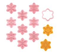 CONGGUAN 9Pcs Christmas Snowflake Cookie Cutter Set Plastic Press Cookie Cutters & Stamps for Baking DIY Holiday Biscuit Molds for Kitchen