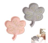 CONGGUAN Flower Cute Soap Dish Artistic Silicone Soap Holder with Drain Flower Shape Self Draining Soap Holder Anti-Slip Countertop Soap Saver Tray for Shower Bathroom Kitchen