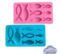 CONGGUAN Pack of 2 Fish Shaped 3 in 1 Silicone Baking Moulds for Chocolate Nonstick 8-Cavity Silicone Mould DIY Craft Silicone Mold with Fish Shapes for Baking Jelly Ice Cube