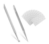 CONGGUAN Professional 2 Pack Stainless Steel Cuticle Pusher Kit Double Head Nail Tools with 100 Grit Sandpaper & Callus Scraper Reusable Manicure/Pedicure Set for Home Salon Spa & Nail Care