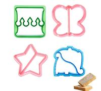 CONGGUAN Sandwich Cutters Set of 4 Cute and Colorful Sandwich and Bread Cutters for School Lunches Home Baking Crust Remover Sandwich Shapers Kids Meal Prep