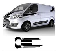 Congin Car Body Decal Stickers for Ford Transit Tourneo Custom MK7 MK8 MK9, Stylish Waterproof Hood Sticker Auto Personality Decal Accessories,B/Carbon Black