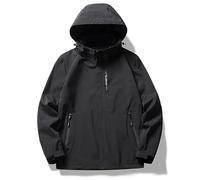 congluoki Men's Waterproof Windbreaker with Removable Hood Lightweight Rain Coats for Casual Hiking Cycling, Black, M