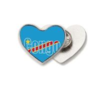 Congo Country Flag Name Art Deco Fashion Heart Metal Pin Brooch Clip Love