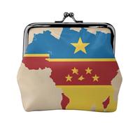 Congo flag map with stars Print Stylish unique Coin Purse Cute Mini Wallet with Kiss Lock Waterproof for Coins