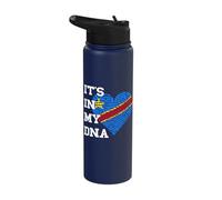 Congo It's DRC Congolese Roots in My DNA Heart Thumbmark Stainless Steel Insulated Water Bottle
