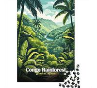 Congo Rainforest Central Africa Illustration 1000 Piece Jigsaw Puzzle, 38x26cm/1000pcs, for Adults, New Year Hobby, Quiet Evening Activity And A Fresh Start