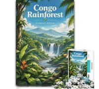 Congo Rainforest Central Africa Illustration Jigsaw Puzzle, 1000 Piece | For puzzle lovers in winter, this adult jigsaw puzzle with 1000 pieces makes an engaging choice for festive family downtime.