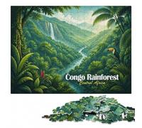Congo Rainforest Central Africa Illustration Jigsaw Puzzle, 1000 Pieces | Adult Puzzle - sorting by colour, shape or image area in spare time.