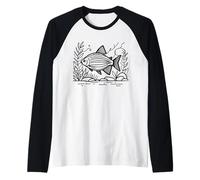 Congo Tetra Line Art Aquarist Raglan Baseball Tee