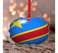 Congo Window Pendant World Countries Flag International Festival Round Ornament Keepsake Gift Flag Vivid Color Acrylic Christmas Bauble Gift for Mom Women Aunt Sister Friends