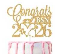 Congrats BSN Cake Topper, Future Nurse, I Will Stab You, Congrats Grad 2026 Nursing School Graduation Party Decoration Supplies, Gold Glitter
