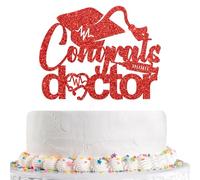 Congrats Doctor Cake Topper, Red Glitter, Med School Survivor, Dr Doctor Degree, Funny Graduation Cake Decor, Medical College Graduation Party Decoration Supplies