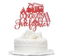 Congrats Firefighter Cake Topper, Congrats Grad/Future Fireman,Fire Truck Class of 2025 Cake Topper,Fire Academy Graduation Party Decoration Supplies