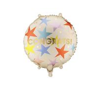 Congrats Foil Balloon 35 cm - Balloon Congratulations with Colourful Stars & Gold Lettering, Suitable for Helium, Balloon for Graduation, Exam, Birthday & Success