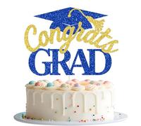 Congrats Grad Cake Topper, Congratulations 2026 Graduation Party Decor, So Proud of You, Class of 2026 High School College University Graduation Party Decorations (Blue and Gold)