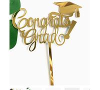 Congrats Grad Cake Topper with Tassel Grad Cap-Acrylic Mastered It Cake Decor-Gold Class of 2026 Congrats Grad Party Decor-Happy Graduation Party Decoration