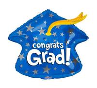Congrats Grad Cap Balloon 18 Inch 5 Pack - Blue Decorative Foil