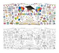 Congrats Grad Coloring Poster for Graduation, 76x183cm Giant Graduation Coloring Tablecloth Banner Art Crafts Activity Drawing Poster for Kindergarten School Classroom Home Party Supplies Wall Decor
