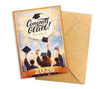 Congrats Grad Congratulations Inspirational and Celebratory Graduation Card Class of 2026 Graduation Cap Fireworks Design for Graduate Student Son Daughter Friend or Classmate Heartfelt Message for