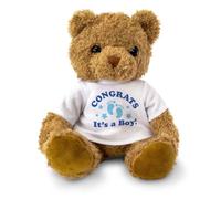 CONGRATS IT'S A BOY! - Teddy Bear - Cute Soft Cuddly Adorable - Gift Present