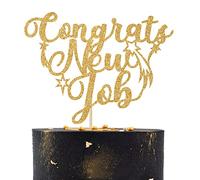 Congrats New Job Cake Topper, New Job Who Dis Cake Decor, Farewell Goodluck, We Will Miss You Party Decorations Supplies Gold Glitter