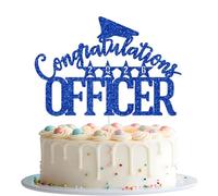 Congrats Officer 2026 Cake Topper, Officer Graduation Party Decorations, Officer Cake Decor 2026, Police College School Graduation Decorations Blue Glitter
