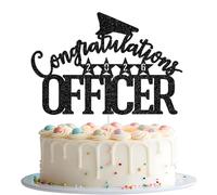 Congrats Officer 2026 Cake Topper, Officer Graduation Party Decorations, Officer Cake Decor 2026, Police College School Graduation Decorations Black Glitter
