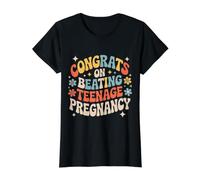 Congrats On Beating Teenage Pregnancy Jokes Sarcasm - Value Graphic T-Shirt, Women, Black, M