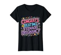 Congrats On Beating Teenage Pregnancy Jokes Sarcasm - Value Graphic T-Shirt, Women, Black, XL