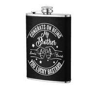 Congrats On Being My Brother You Lucky Bastard Personalized Fishing Stainless Steel Hip Flasks Custom Brother Name Pocket Travel Hip Flasks Whiskey Gifts for Fathers Day Christmas Birthday