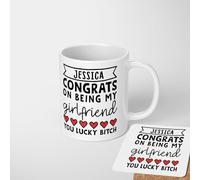 Congrats on Being My Personalised Mug - Custom Name & Role (e.g. Girlfriend, Boyfriend), Funny Rude Gift, Valentine’s Day, Anniversary, Coffee Cup, Cute Couples Present, Office Humor