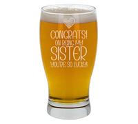 Congrats on Being My Sister You're So Lucky Gifts for Sister Engraved Beer Glass Personalised Birthday Gifts for Women Sister Gifts Ladies Gifts Ideas Pint Glass Sister Gifts for Her