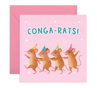 Congrats Rats Card Funny Cute Celebration Card for Friend Sister Brother Colleague Partner Graduation Engagement New Job Achievement - Comes with Stickers