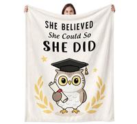 Congratulation Graduation Gifts for Daughter Son Friend, Ultra Soft Skin-Friendly Flannel Throw Blanket, She Believed She Could So She Did Owl Graduation Decoration Presents for Her Him