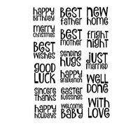 Congratulation Happy Birthday Just Married Happy Holiday Hugs New Home Greeting Words Transparent Silicone Durable DIY Clear New Stamps for Card Making and Scrapbooking Handmade Craft Photo Album
